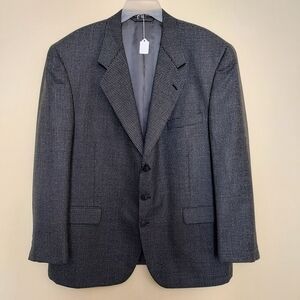 Hardy Amies Wool blend Black & Gray Sports Coat Jacket 48 Reg Business Church